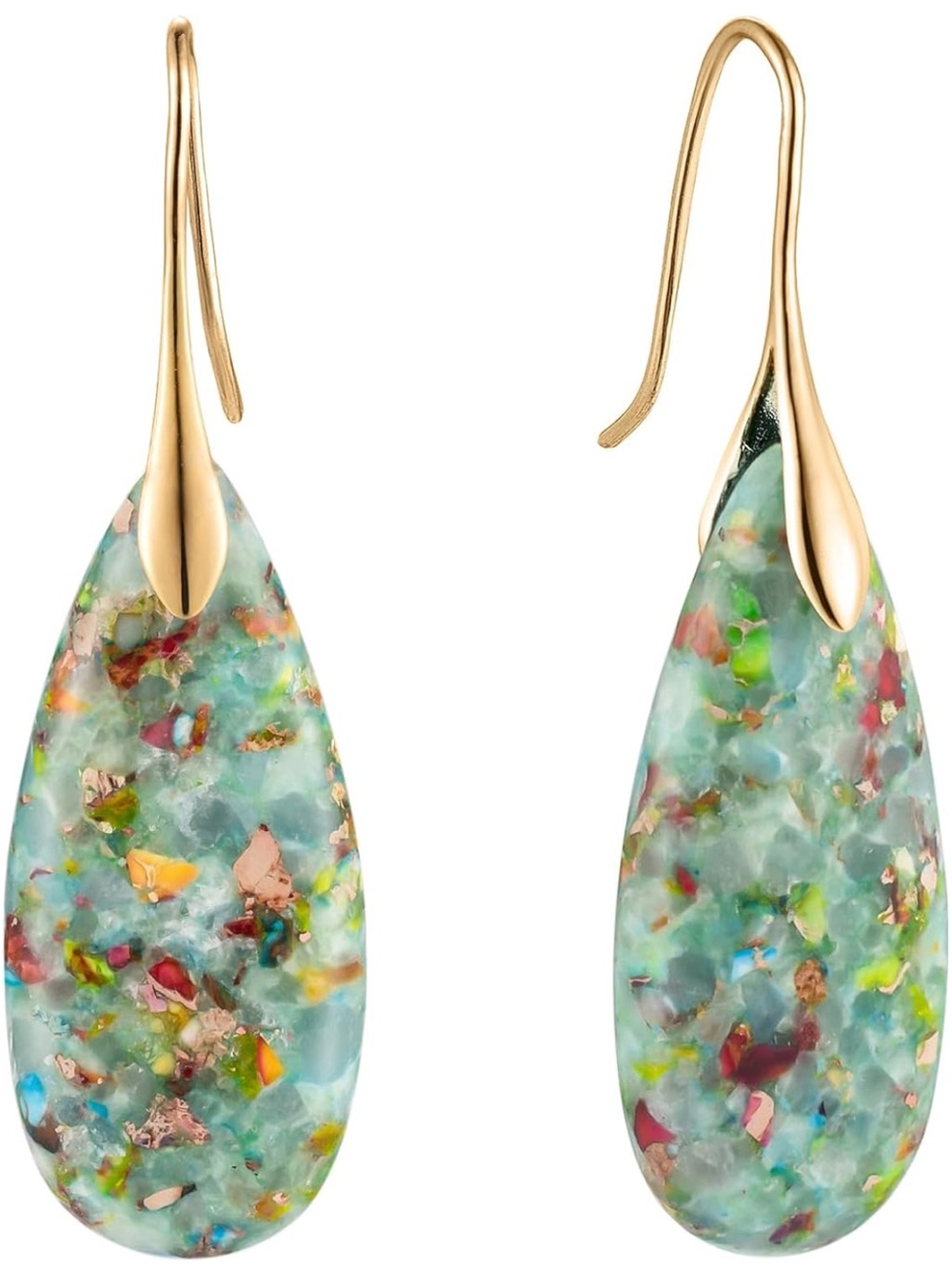 Anthropologie Aqua Multicolor Teardrop Earrings with Gold Accents